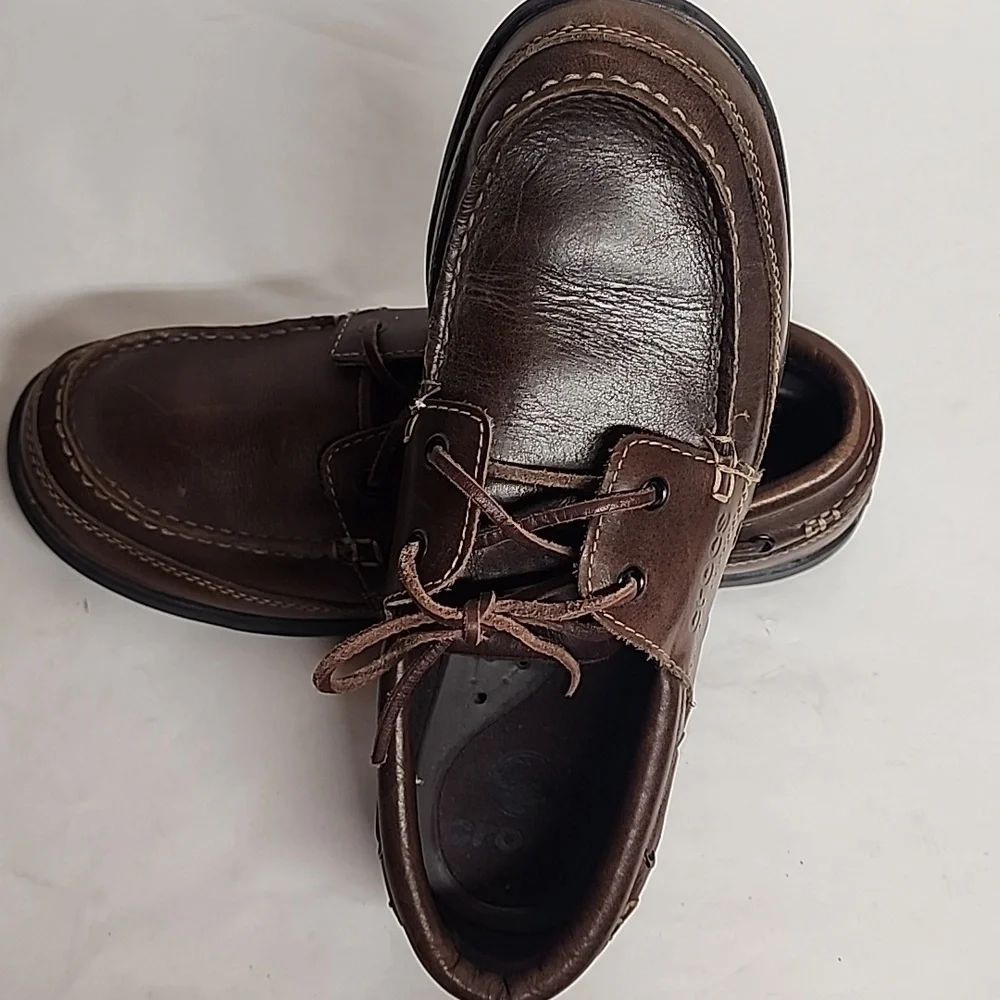Crocs Leather Harborline Moccasin Mens Brown Boat Shoes Size M11
